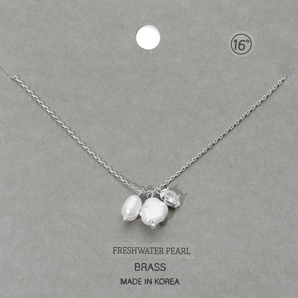MARIBEL SILVER FRESHWATER PEARL CHARM NECKLACE